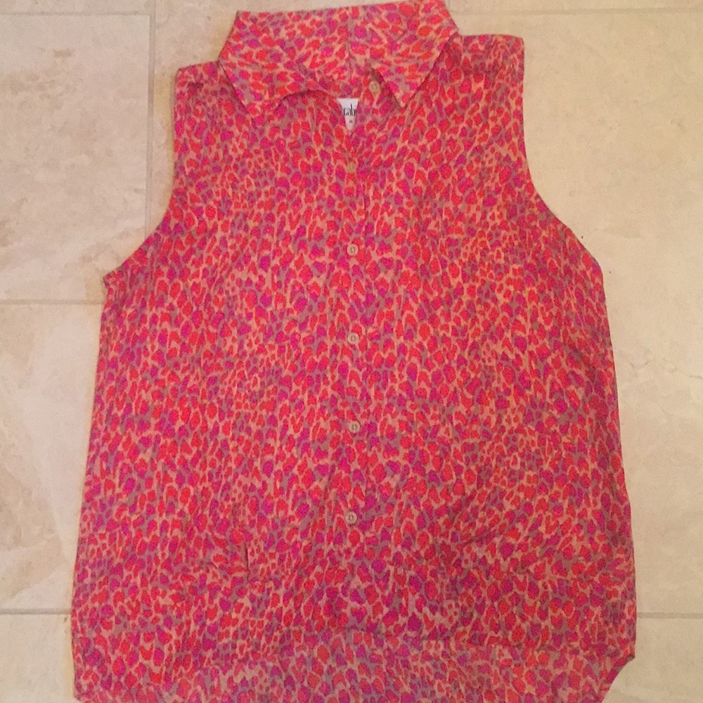 Cabi sleeveless blouse- pink, orange, cream